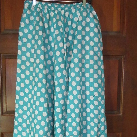 Full Turquoise Skirt Polka Dots 14W - Picture 1 of 3